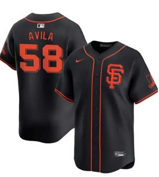 Mens San Francisco Giants #58 Nick Avila Black 2024 Black AlternateLimited Stitched Baseball Jersey Dzhi